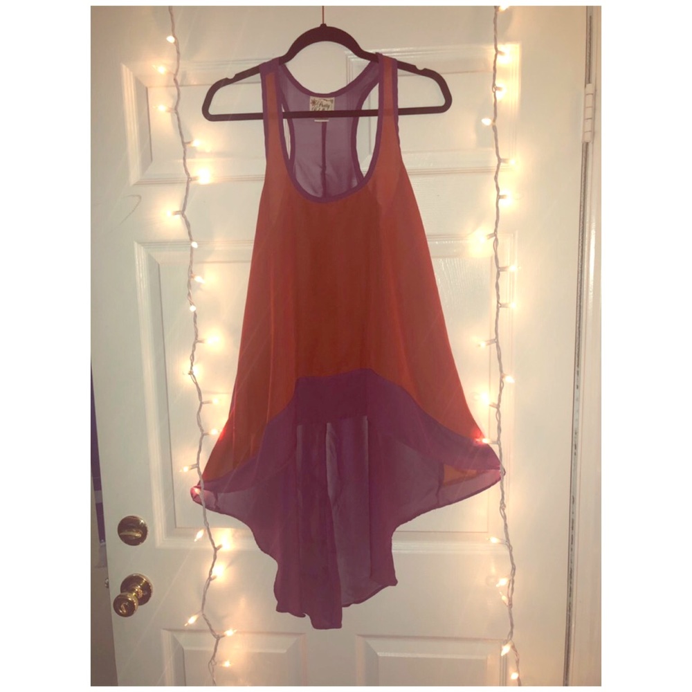 Hi-Lo color-blocking tank top